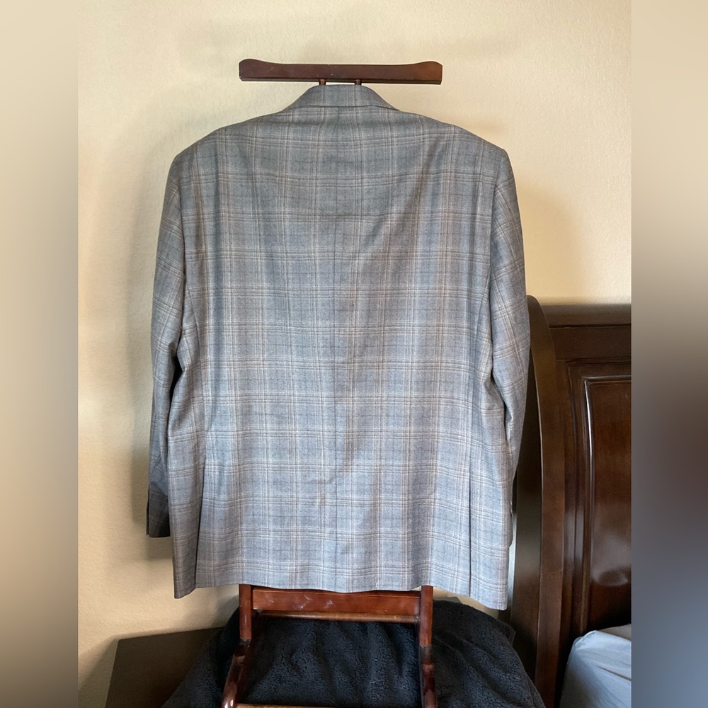 Coppley Men’s 48R Gray Plaid Blazer – Reda 1865 Super 130’s Wool Sport Coat - Picture 3 of 11